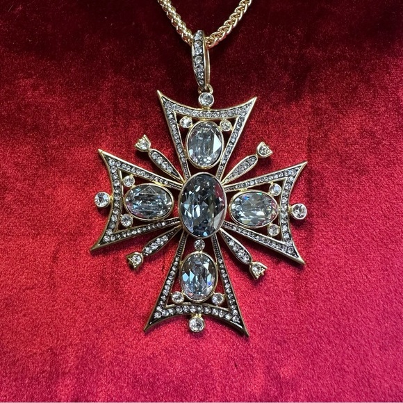 Crystal Cross Baroque Style Statement Multi Stone Embellishment by Akkad Jewelry - Picture 2 of 13
